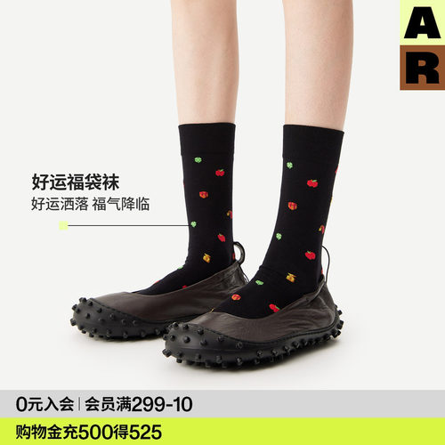 AR袜子女中筒袜春秋季黑色休闲百搭舒适显瘦趣味长筒袜四季通用