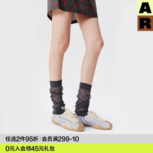 AR镂空波点堆堆袜子女款春夏季轻薄透气灰色小腿袜显瘦百搭长筒袜