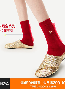 【DouDou推荐】AR袜子女马年本命年红色中筒袜秋冬保暖新年长筒袜