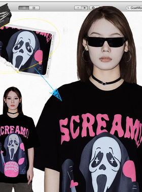 GTB/Ghettobro万圣节限定午夜惊魂重磅纯棉圆领发泡印花情侣短袖t