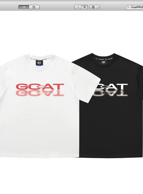 GTB/Ghettobro水波纹logo短袖美式男女夏季宽松运动情侣装