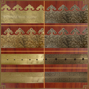 仿古固定铜条压条门环大门包边铜如意花铜直条铜钉铜皮包门边加厚