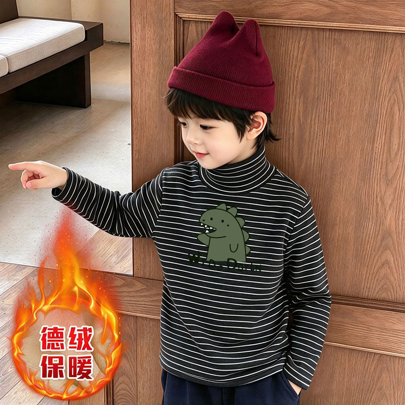 儿童韩版半高领条纹打底衫