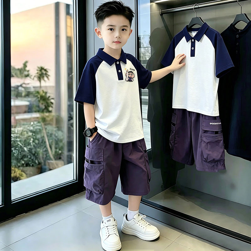 2026新款洋气半袖衣服宝宝翻领上衣T男童韩版短袖polo衫夏装