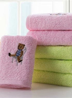 金号纯棉卡通儿童薄款吸水洗脸隔汗小毛巾t1055纯色绿色红色黄色