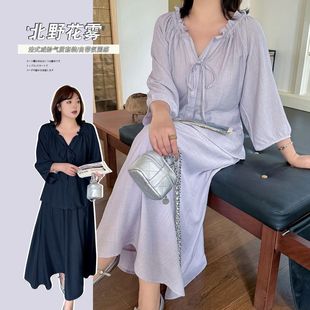 女装 通勤风气质两件套 W1343轩辰大码 法式 女 夏新款 上衣半身裙套装