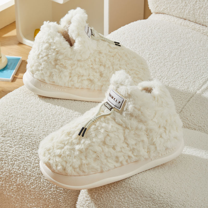 室内毛绒绒高帮办公室情侣拖鞋