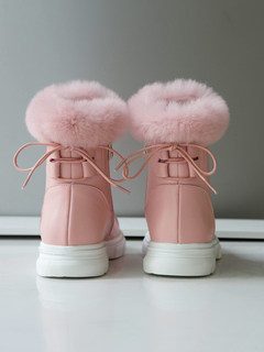 女童加绒雪地靴棉鞋2024冬季靴子公主白色皮靴小女孩保暖防水短靴