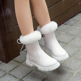 女童加绒雪地靴棉鞋2025冬季靴子公主白色皮靴小女孩保暖防水短靴