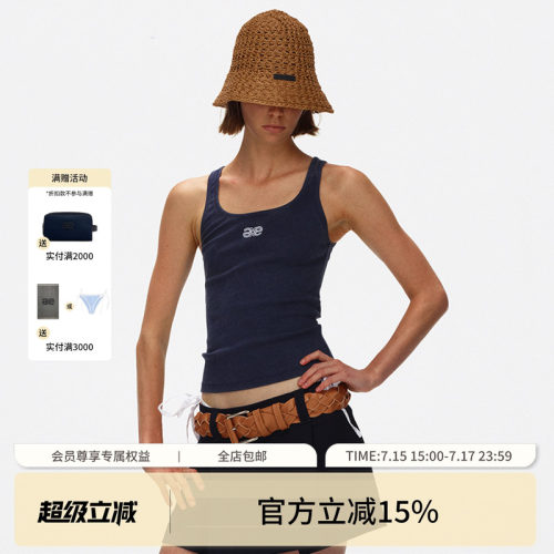 ECHOADE 甄选柔软透气螺纹 做旧水洗处理U型领设计工字背心