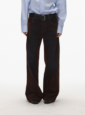 ECHOADE经典重工 独特渐变绒面褪色水洗牛仔裤