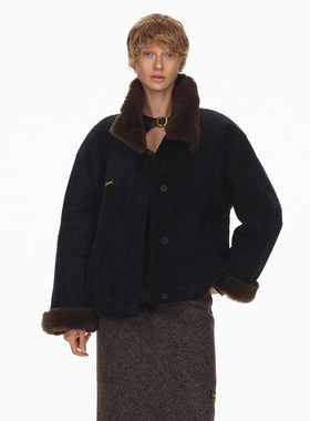 ECHOADE沉静与磅礴质感 意大利进口落肩设计羊皮皮毛一体外套