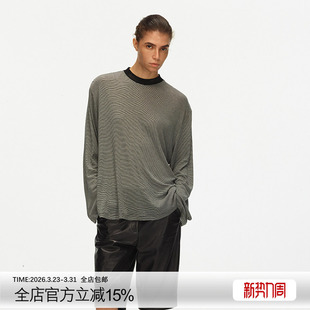 ECHOADE精选天丝羊毛混纺 T恤 轻薄纸片人小圆领设计廓形落肩长袖