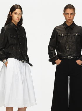 ECHOADE经典摩登 土耳其进口100%绵羊皮喷蜡工艺皮衣夹克外套