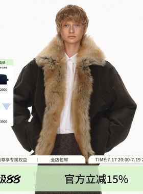 ECHOADE一件过冬 可脱卸鹅绒内胆工装风羊毛大毛领羽绒服夹克外套