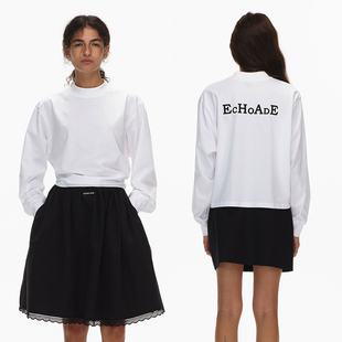 字母刺绣印花长袖 落肩袖 T恤 空间感 ECHOADE松弛感与时髦感并存
