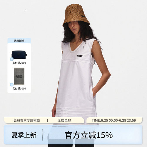 ECHOADE甄选高品质纯棉府绸迷你连衣裙圆领无袖a字裙子