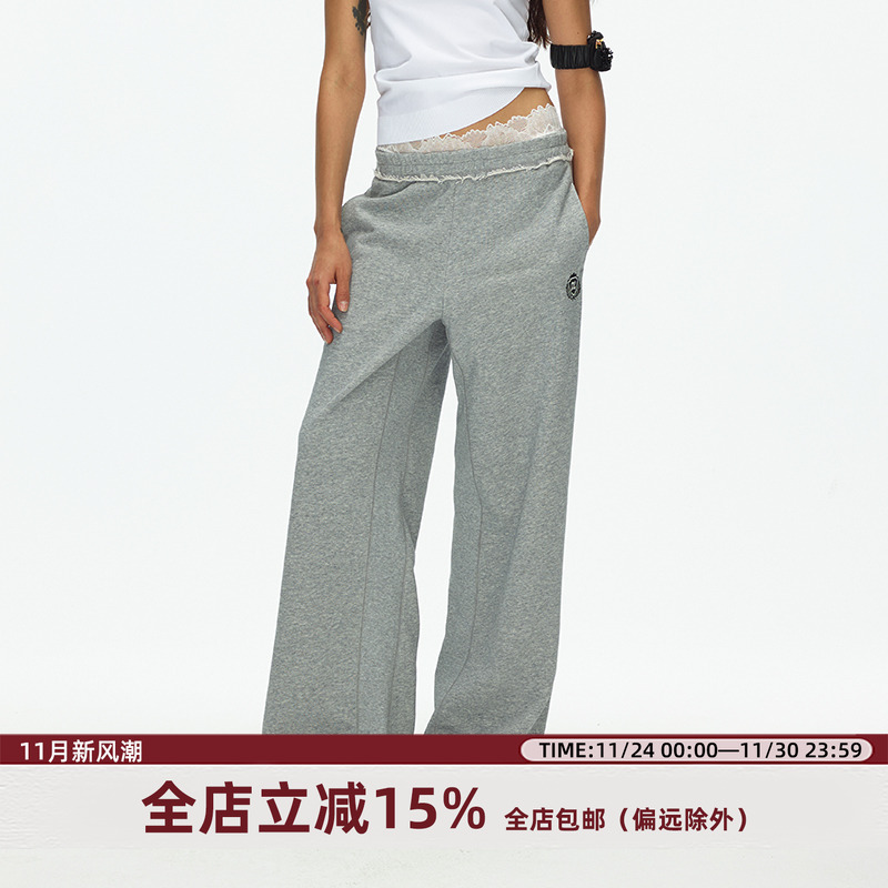 ECHOADE宽松轻薄休闲运动阔腿裤