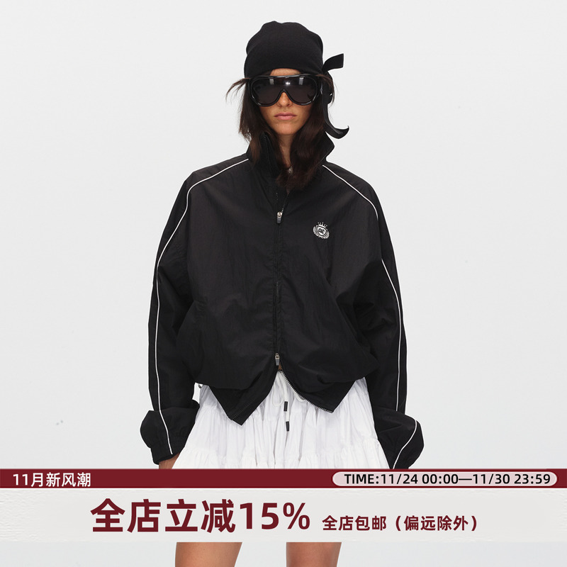 ECHOADE立领设计徽标刺绣夹克