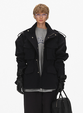 ECHOADE重塑身体轮廓 沙漏X版型高耸立领工装收腰夹克外套