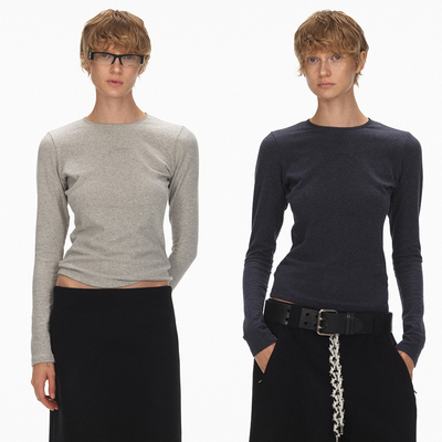 ECHOADE花边圆领紧身百搭打底衫