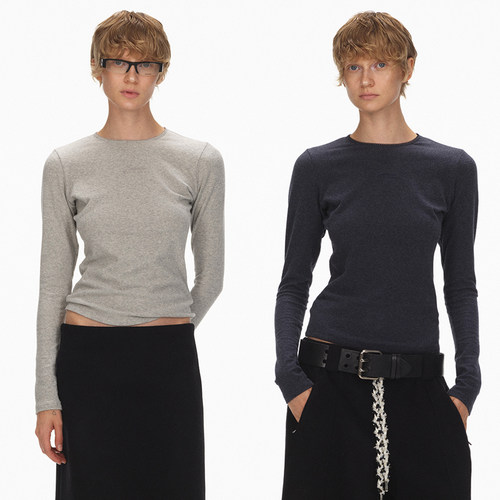 ECHOADE花边圆领紧身百搭打底衫