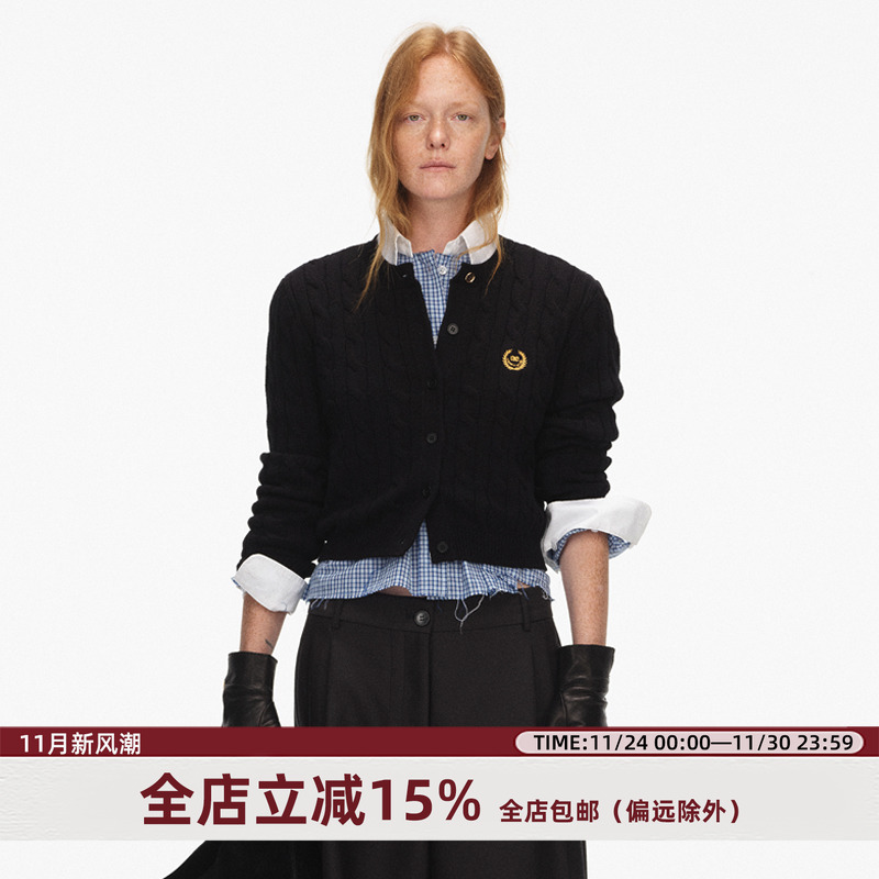 ECHOADE圆领刺绣徽标针织开衫