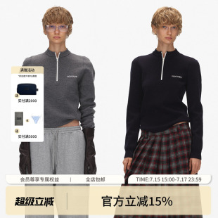 ECHOADE精致慵懒 经典正肩版型绵羊毛半拉链高领上衣针织毛衣