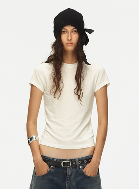 ECHOADE基础B备 甄选柔软舒适 正肩版型圆领设计短袖修身显瘦T恤