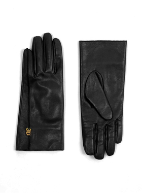 ECHOADE时髦精B备 抗寒防风保暖黑色真皮五指手套