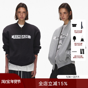 ECHOADE复刻经典 宽松版型可拆卸垫肩胶带印花棒球领卫衣