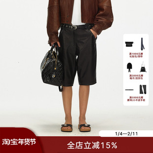 ECHOADE甄选进口绵羊皮柔软细腻,中低腰设计经典阔腿直筒五分中裤