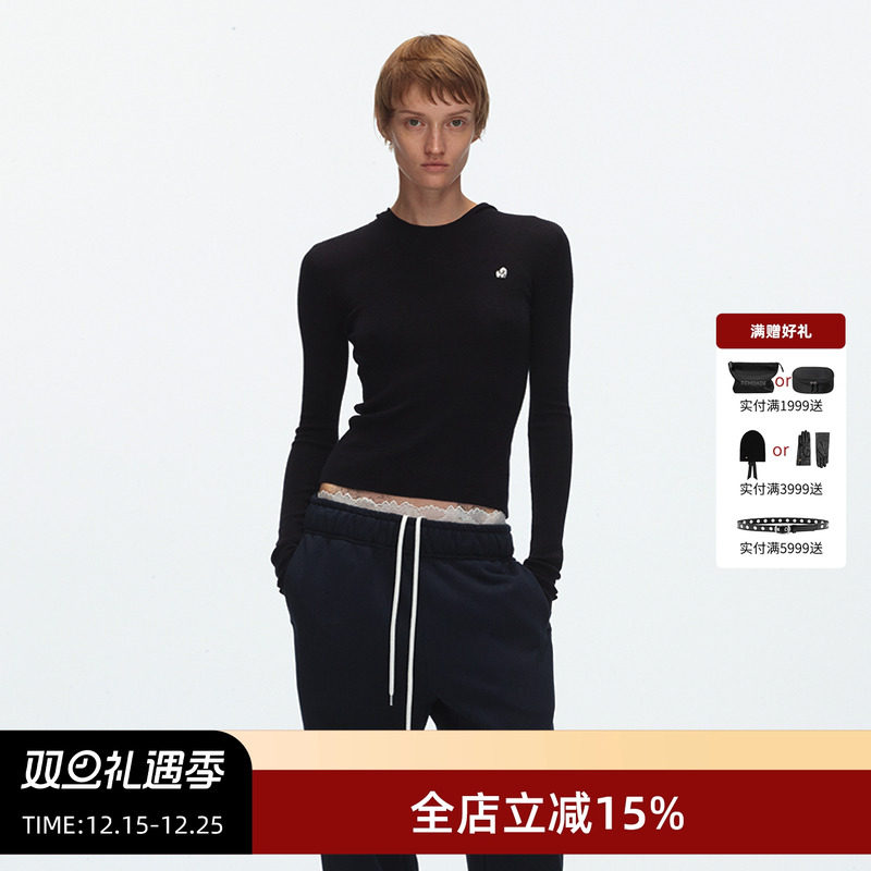 ECHOADE小象刺绣连帽长袖针织衫