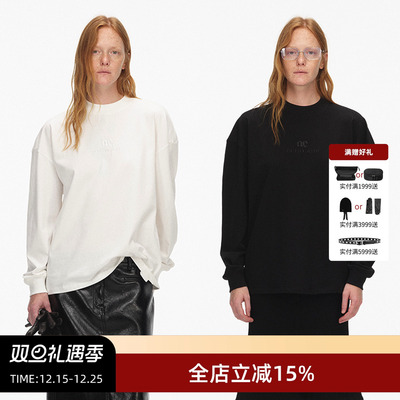 ECHOADE精致小圆领宽松长袖T恤