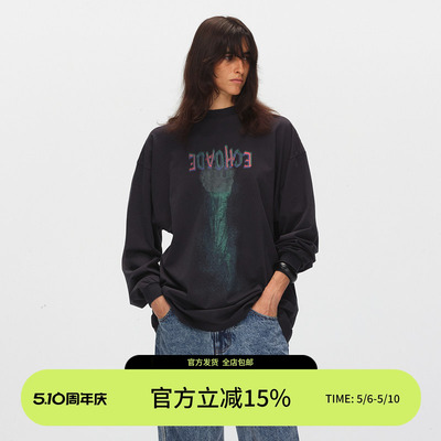ECHOADE印花水洗工艺廓形长袖T恤