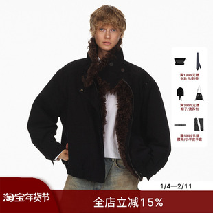 ECHOADE轻盈不臃肿 鹅绒内胆拼接羊卷毛 可立领造型廓形羽绒服