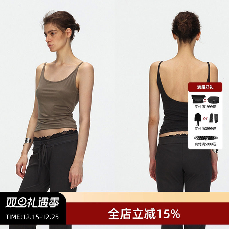 ECHOADE深U领大露背设计吊带