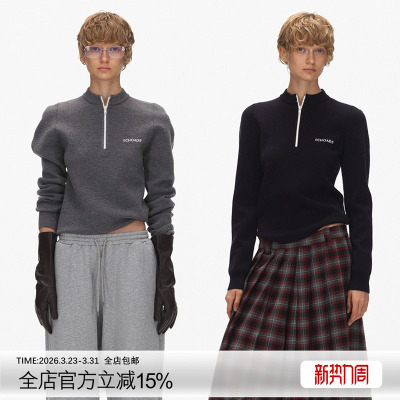 ECHOADE绵羊毛半拉链高领毛衣