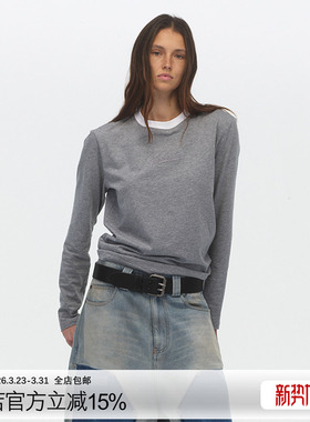 ECHOADE松弛百搭 撞色领口设计早春叠穿神器实穿圆领长袖T恤