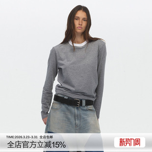 ECHOADE松弛百搭 T恤 撞色领口设计早春叠穿神器实穿圆领长袖