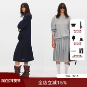 时髦松弛宽松休闲长袖 ECHOADE经典 长期主义 T恤百褶半身裙两件套