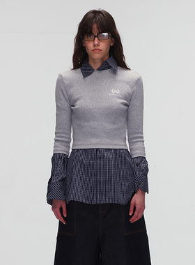 ECHOADE甄选柔软舒适 logo绣花时髦显瘦百搭弹力七分袖T恤打底衫