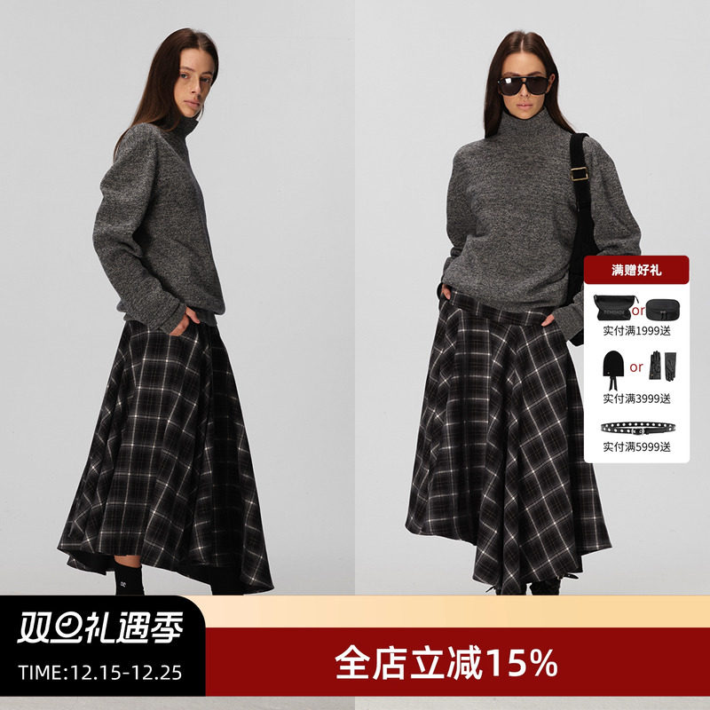 ECHOADE大裙摆A字高腰半身长裙