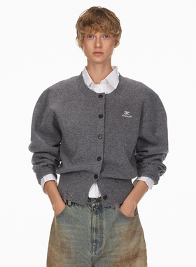 ECHOADE经典之选 细腻绵羊毛独特破洞针织开衫