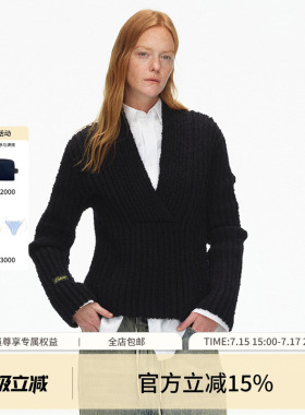 ECHOADE极简风格 蓬松保暖 肌理感纱线V领长袖针织衫
