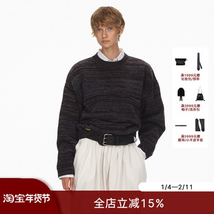 ECHOADE轻盈软糯 多色层次感混纱羊毛宽松圆领针织毛衣