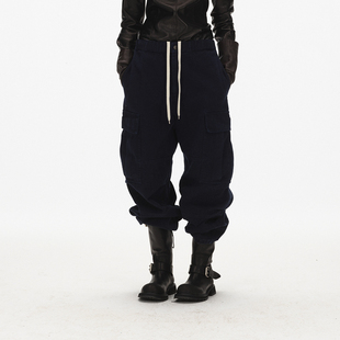 长裤 ECHOADE时髦街头氛围 腰部松紧抽绳设计可束口多口袋工装