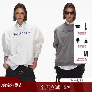 ECHOADE慵懒松弛 宽松落肩版型圆领设计廓形感斑驳印花卫衣