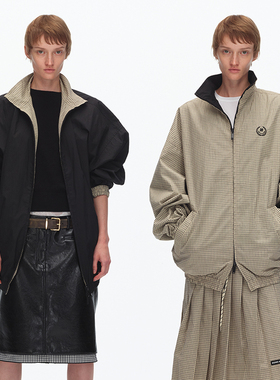 ECHOADE实用主义化繁为简 logo刺绣 两面穿宽松立领运动夹克外套