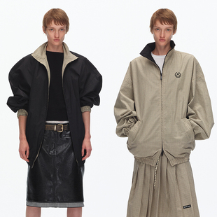 ECHOADE实用主义化繁为简 两面穿宽松立领运动夹克外套 logo刺绣